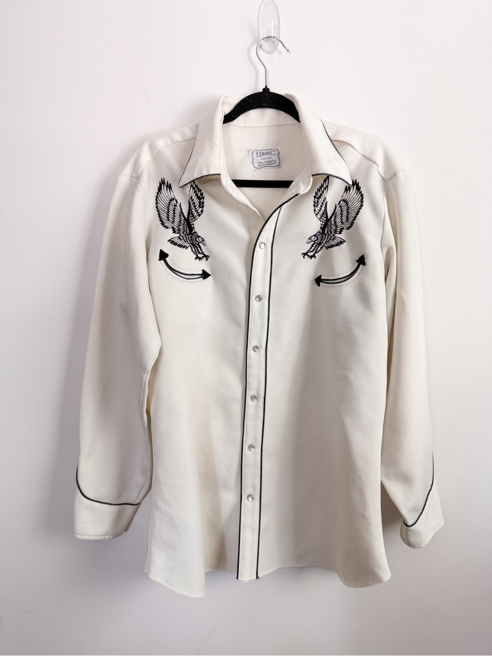 H Bar C Double Eagle Western Button-Up Shirt Black Piping, & pearl snap buttons